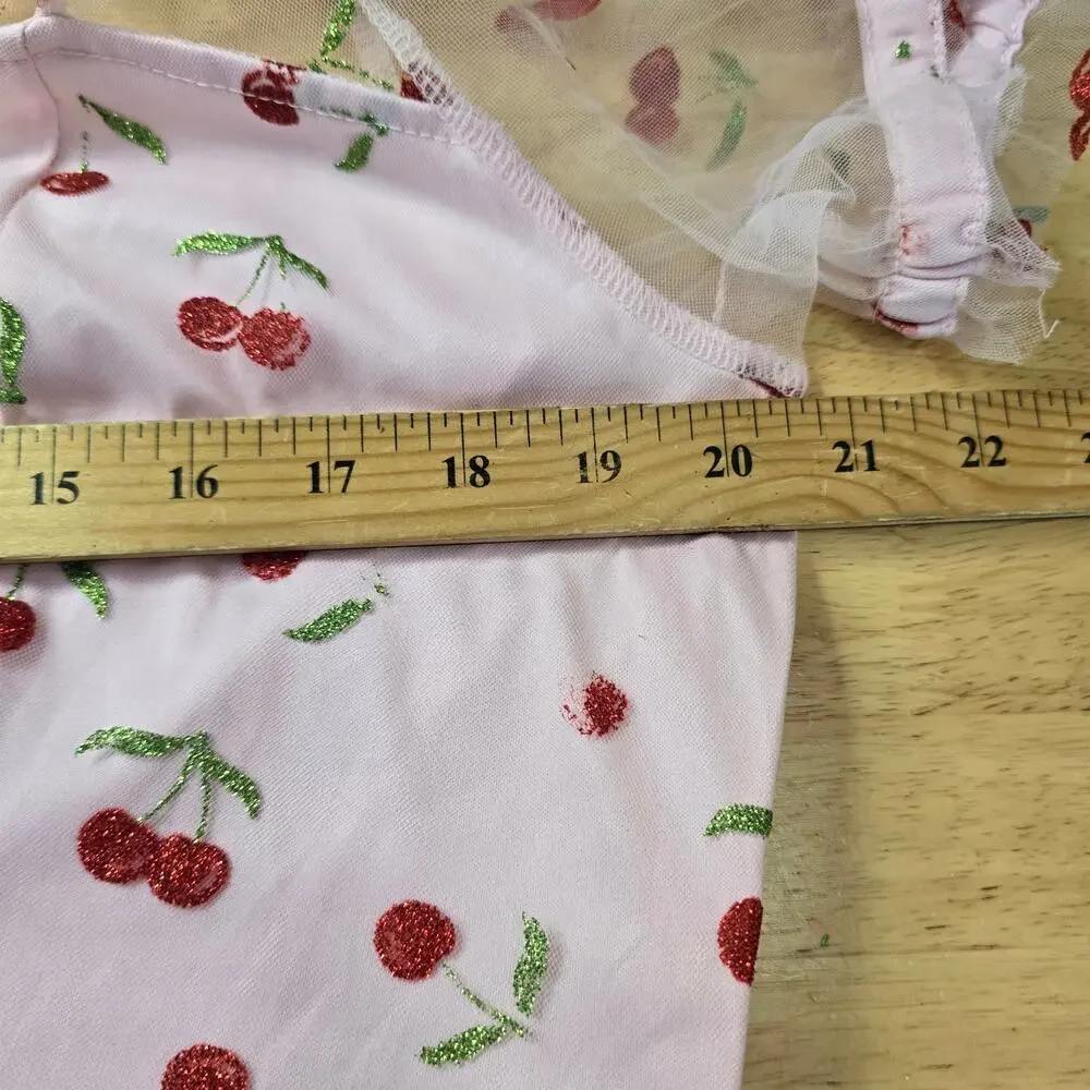 Coquette Cottage Hot Topic Pink Glitter Cherry Dress Size 2XL - Picture 5 of 8